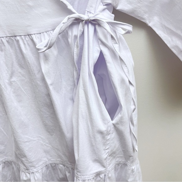 Accouchee Women’s S/M White Tie Waist A Line Wrap Maternity Nursing Dress - Picture 6 of 11